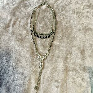 Elegant Silver and Black Layered Necklace